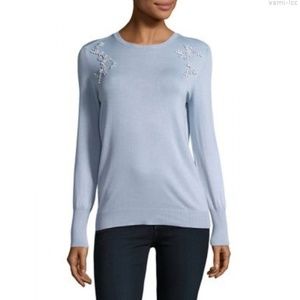 NWT Lord & Taylor Blue Sweater with Beading